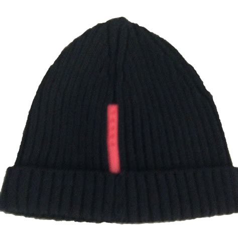 prada black beanie hat